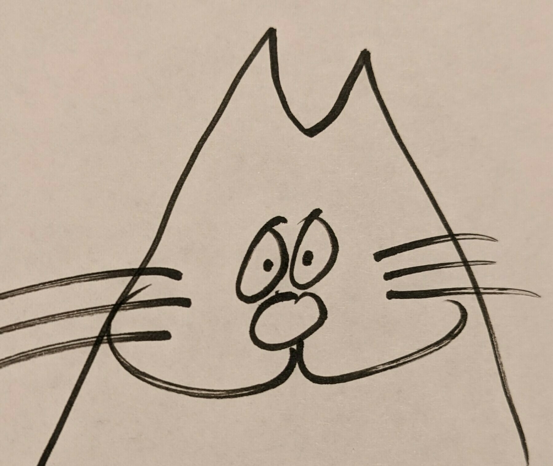 cartoon drawing of friendly looking, smiling cat